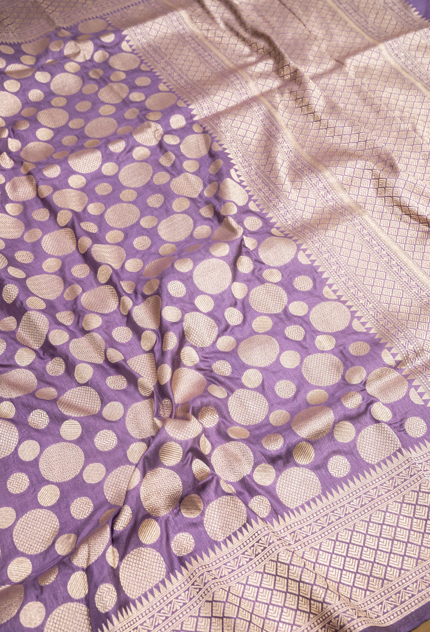 Pure Handloom Katan Mauve Banarasi Saree