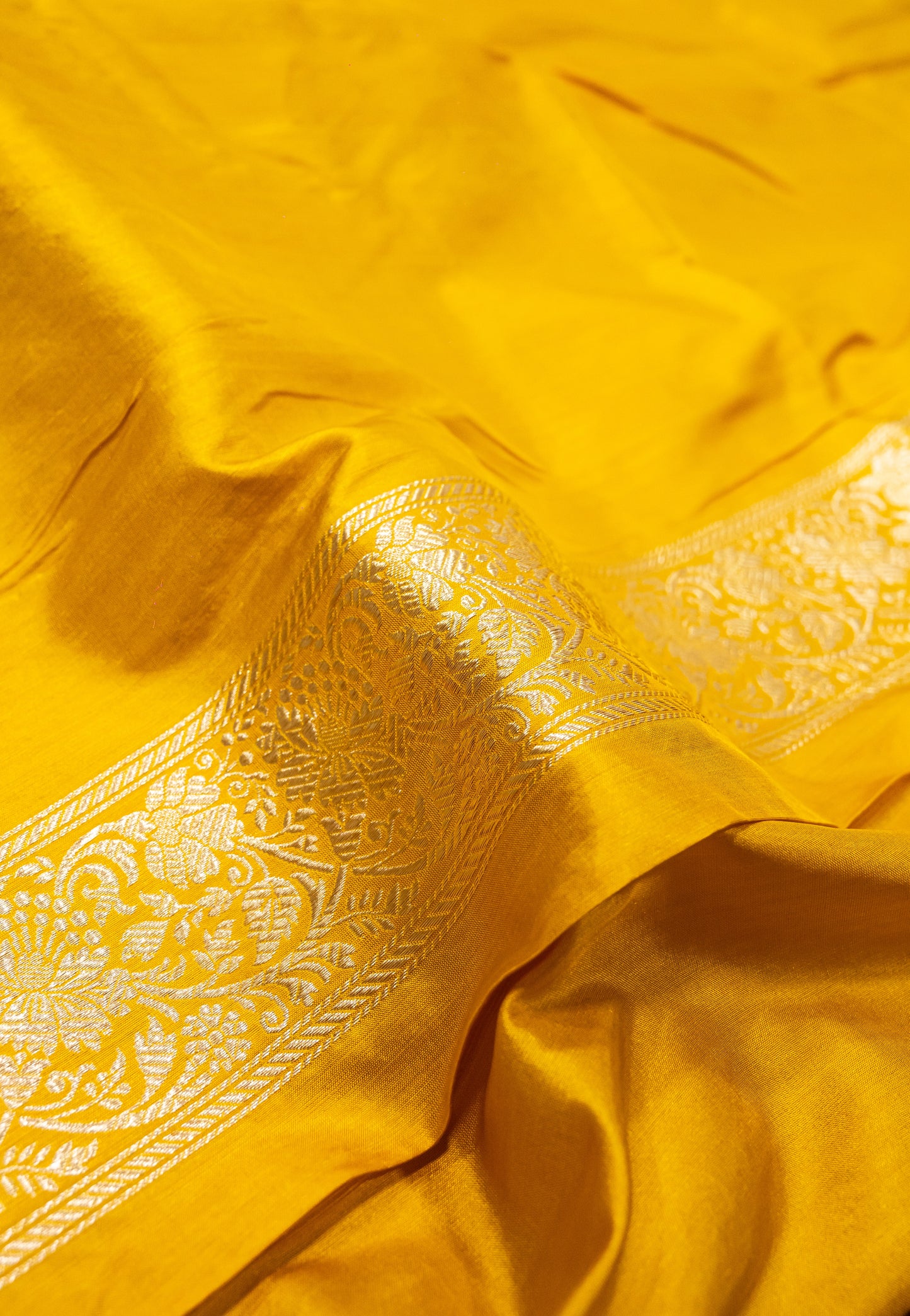 Mustard Pure Banarasi Handwoven Kadhua Katan Silk Saree