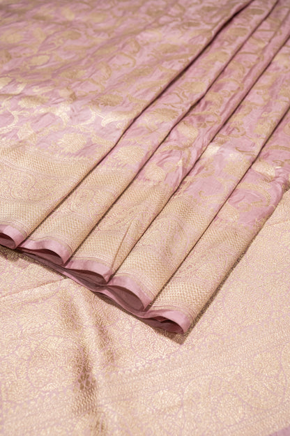 Baby Pink Jaal Handwoven Pure Katan Silk Banarasi Saree