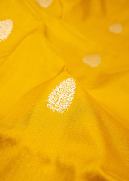 Mustard Pure Banarasi Handwoven Kadhua Katan Silk Saree