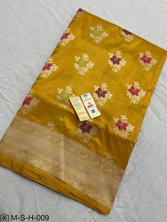 Pure Katan Meenakari Handloom Banarasi Saree for Haldi Ceremony