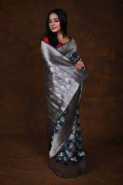 Saffire Handwoven Pure Katan Meenakari Banarasi Saree