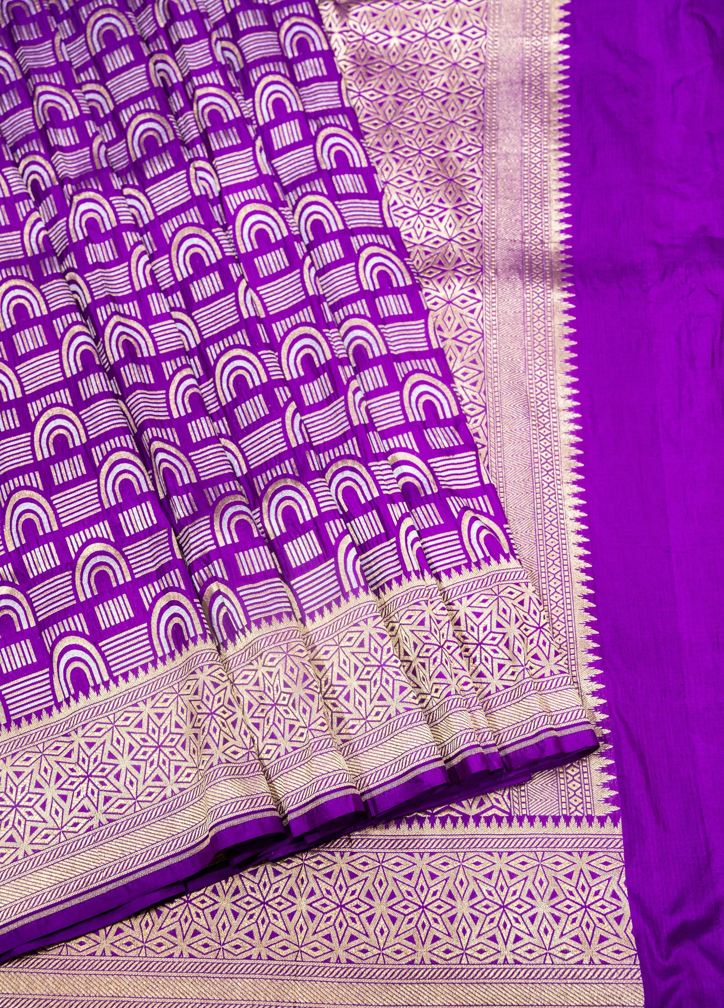 Purple Pure Katan Silk Sona Roopa Zari Weaved Handloom Banarasi Saree