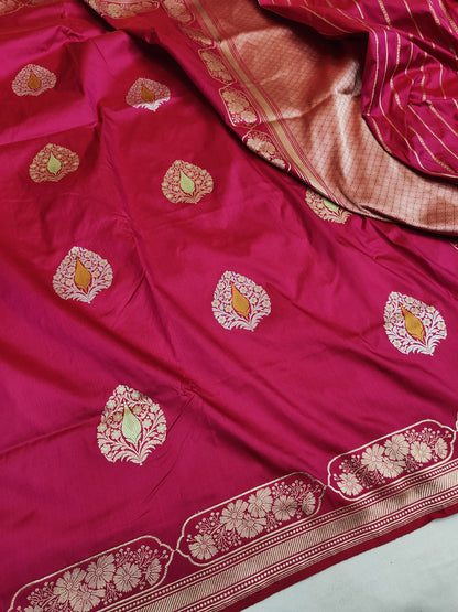 Ruby Rani Pure Banarasi Handwoven Kadhua Katan Silk Saree