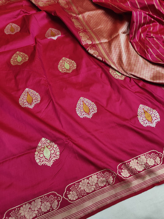 Ruby Rani Pure Banarasi Handwoven Kadhua Katan Silk Saree