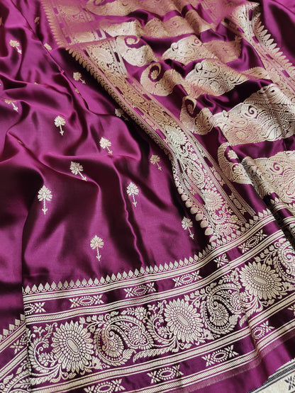 Banarasi Handwoven Satin Mashru Silk Saree