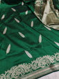 Green Pure Banarasi Handwoven Kadhua Katan Silk Saree