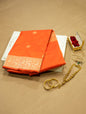 Orange Pure Banarasi Handwoven Kadhua Katan Silk Saree