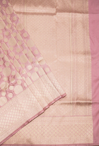 Pure Handloom Katan Baby Pink Banarasi Saree