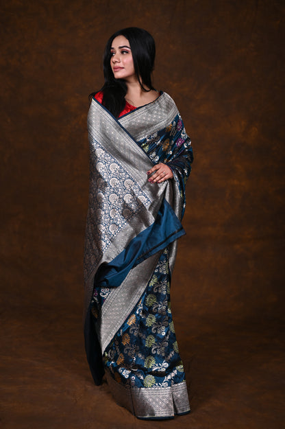 Saffire Handwoven Pure Katan Meenakari Banarasi Saree