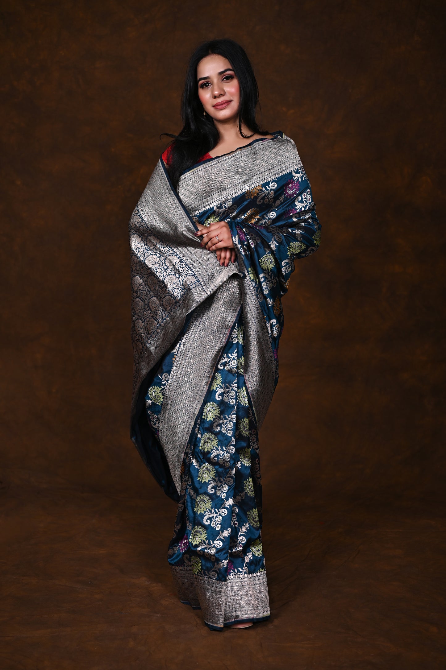 Saffire Handwoven Pure Katan Meenakari Banarasi Saree