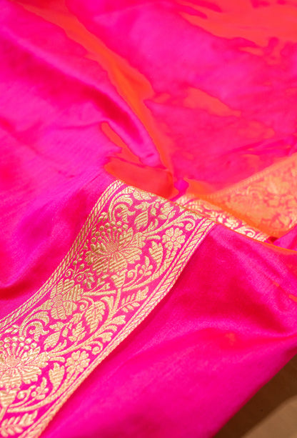 Pink Pure Banarasi Handwoven Kadhua Katan Silk Saree