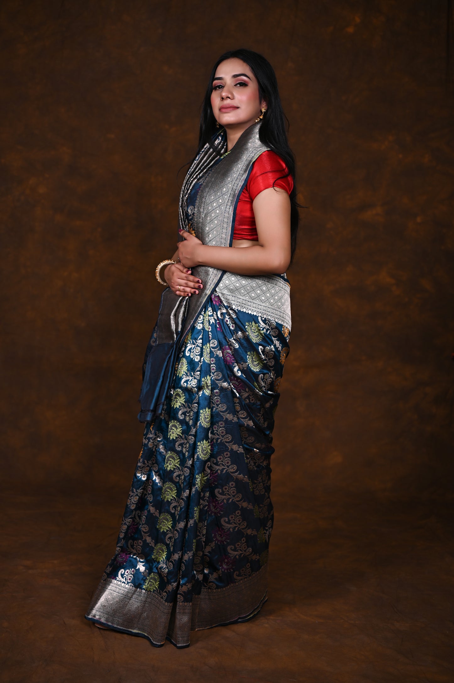 Saffire Handwoven Pure Katan Meenakari Banarasi Saree