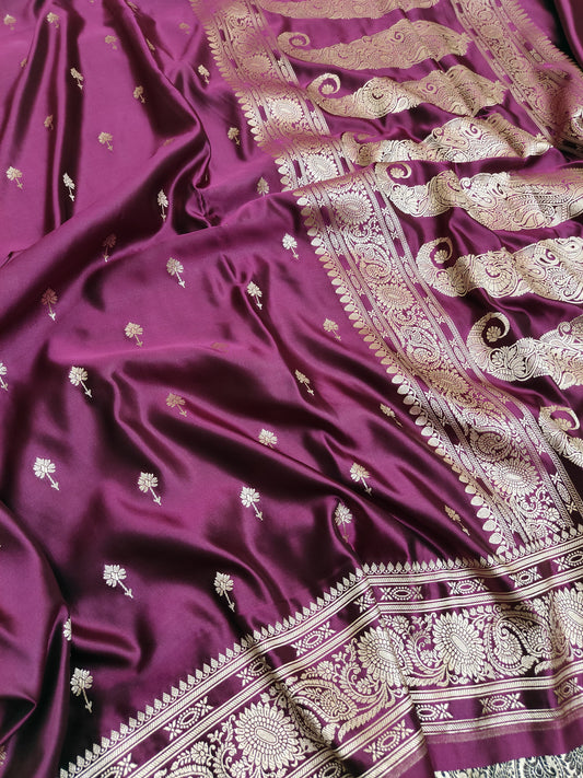 Banarasi Handwoven Satin Mashru Silk Saree