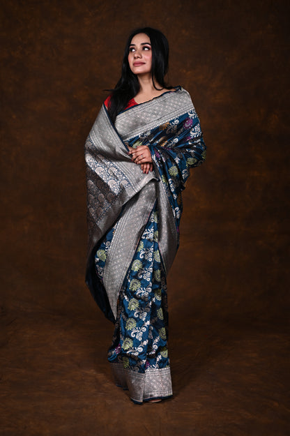 Saffire Handwoven Pure Katan Meenakari Banarasi Saree