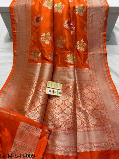 Pure Handwoven Katan Meenakari Banarasi Saree