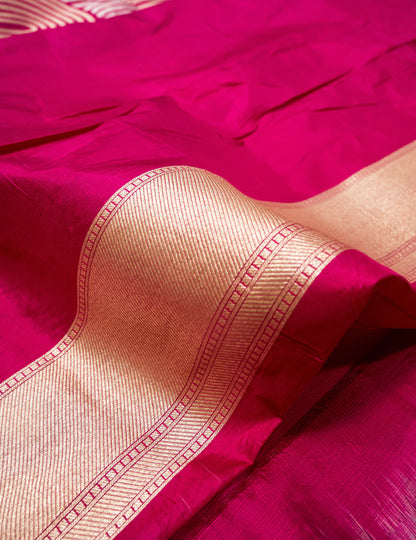 Pink Pure Katan Silk Sona Roopa Zari Weaved Handloom Banarasi Saree